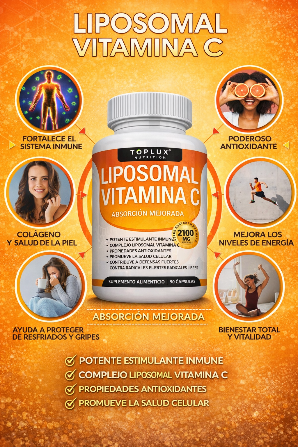 Vitamin C Liposomal - Absorción Máxima 2100 MG