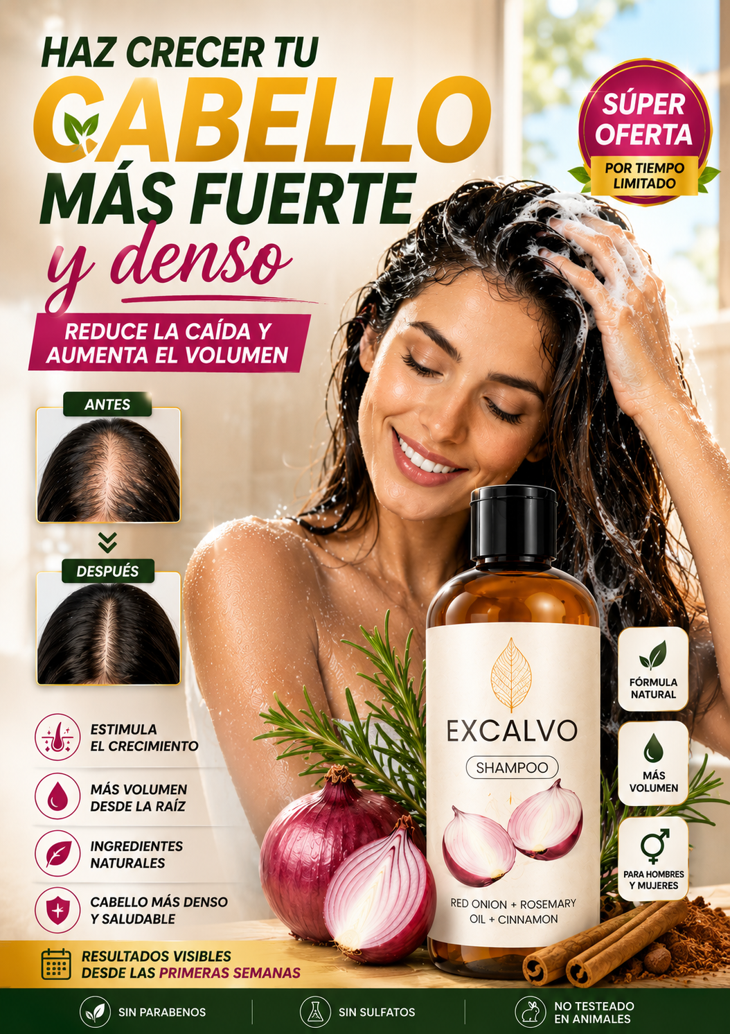SHAMPOO EXCALVO- FORTALECE Y ESTIMULA EL CRECIMIENTO DEL CABELLO