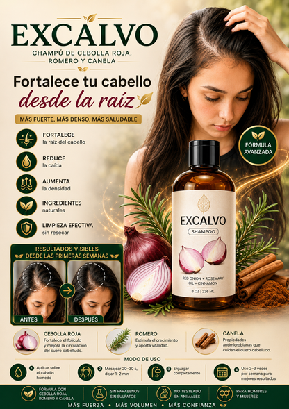 SHAMPOO EXCALVO- FORTALECE Y ESTIMULA EL CRECIMIENTO DEL CABELLO